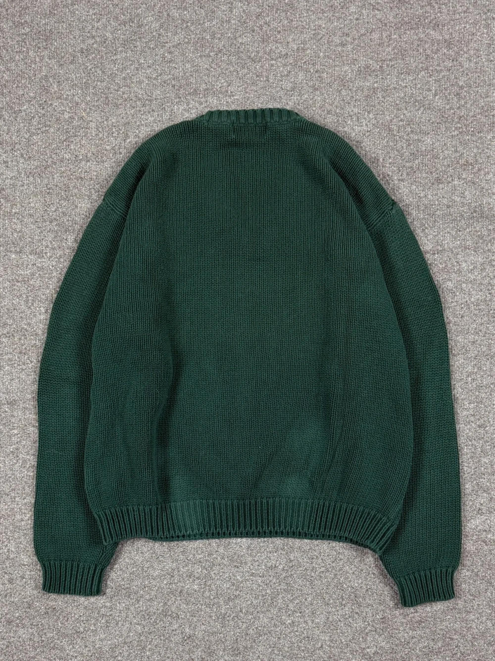 Vintage Eddie Bauer Green V-Neck Long Sleeve Pullover Sweater Mens M 100% Cotton